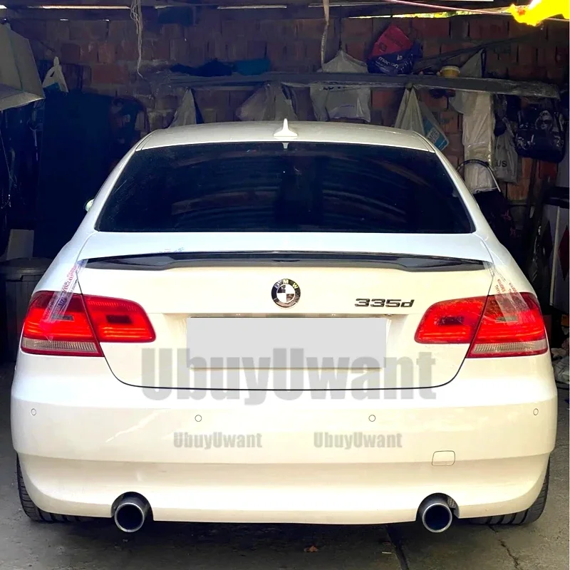 Heckspoilerlippe für BMW 3er-Serie 328i 335i M3 E92 Coupé 2007-2013 ABS-Kunststoff Hochglanz Schwarz / Carbon-Optik Flügel – Detail 1