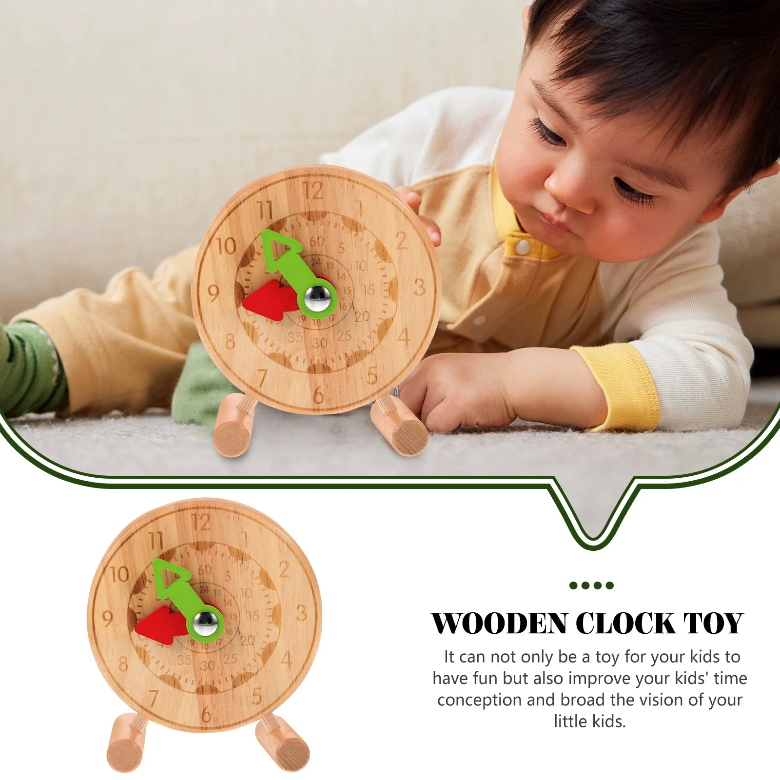 1pc Zeit Erkenntnis Holz Mini Uhr Spielset Für Kinder Helle Farbe Glatte Oberfläche Lernen Puzzle Spiel Pädagogisches Kognitive