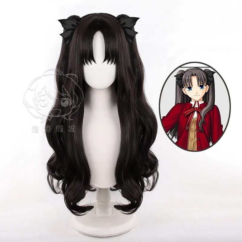 

Парики Tohsaka Rin ANIME Fate/stay night, парик для косплея, 70 см, длинные термостойкие парики из синтетических волос, черный, коричневый цвет + шапочка для парика