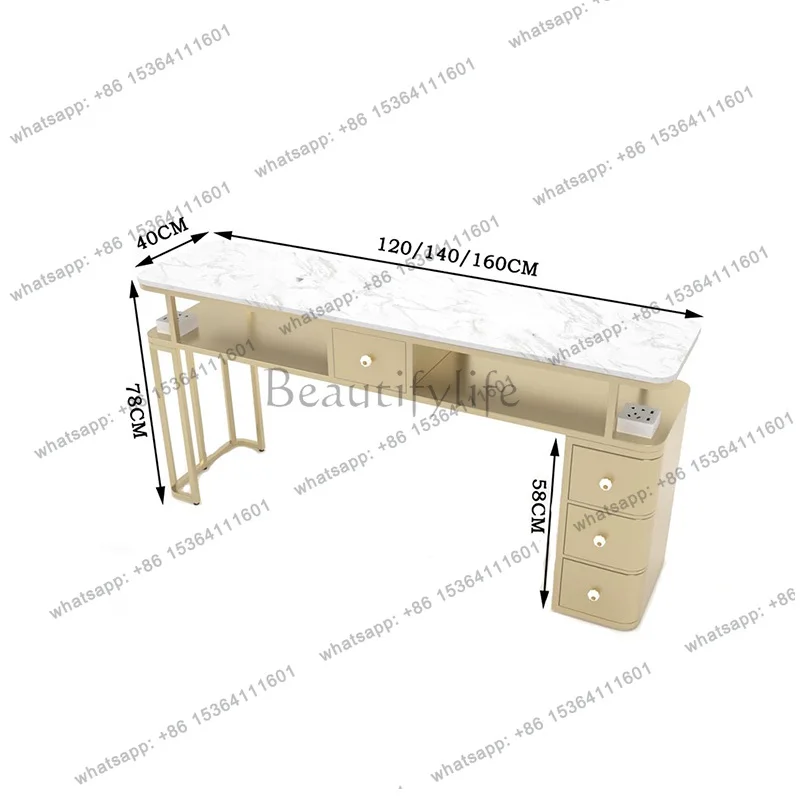 YJ European Aesthetic Nail Table With Storage Trendy Premium Classic Manicure Table With Chairs Set Glam Table Ongle Furniture