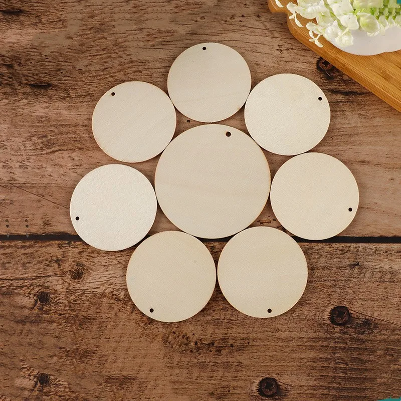 Large Unfinished Blank Natural Round Wooden Circles Tags Slices Ornaments Hanging Pendants For Christmas Decorations DIY Crafts