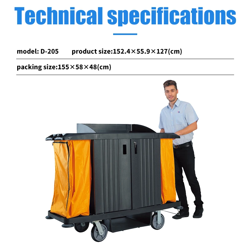 Competitive Housekeeping Commercial Janitor Trolley Cleaning Cart Guest Room Service Cart With Cheap Price