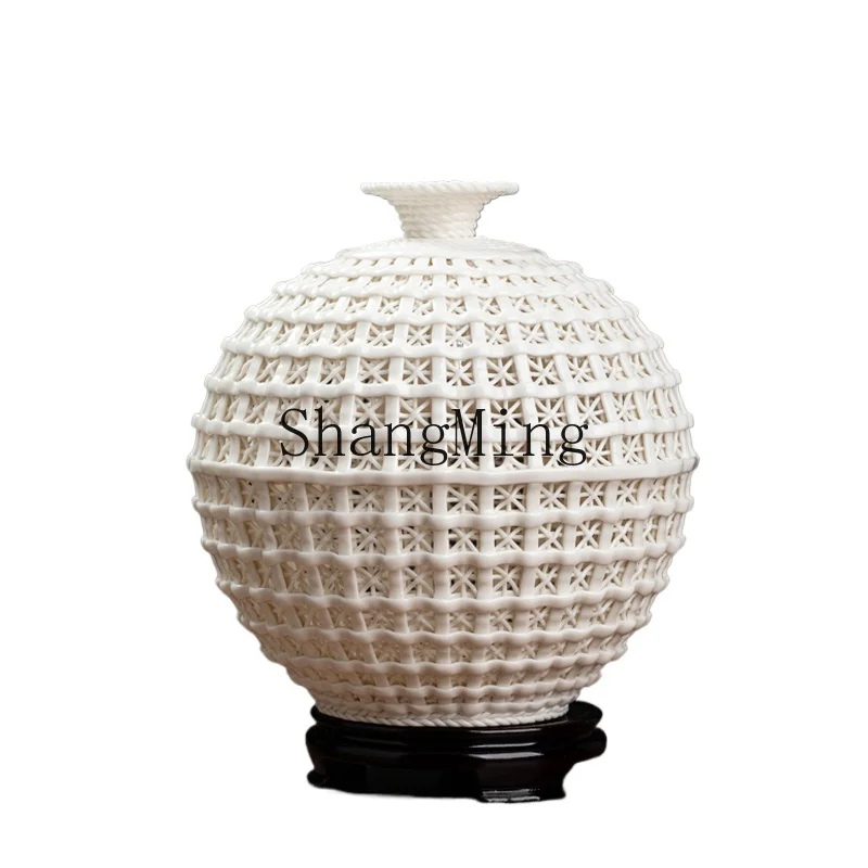 

LXY round porcelain bottle ornament Chinese home furnishing living room Bogu rack wine cabinet decoration