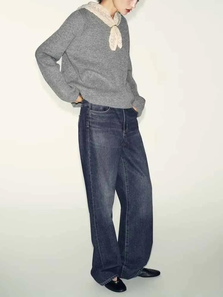 

Зимние новые поступления в европейском и американском стиле, модный женский квадратный шарф с длинными рукавами и круглым вырезом, лоскутный трикотаж