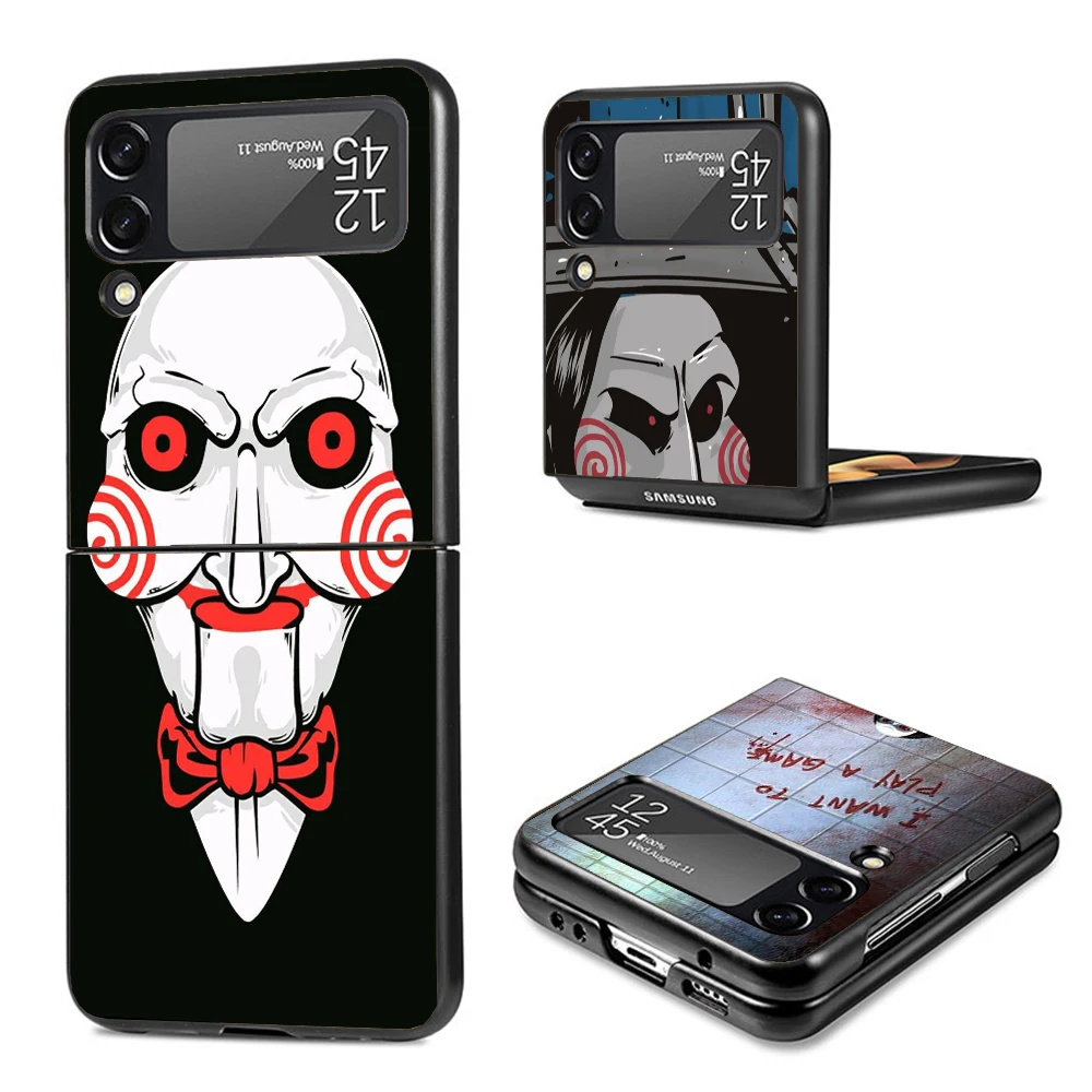 The Jigsaw Killer Horror Phone Case For Samsung Galaxy Z Flip6 Flip5 Flip4 Black Cover Z Flip 6 5 4 3 5G Shockproof Case Capas