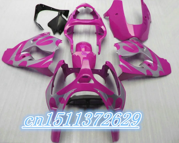 Dor-High quality  silver pink For KAWASAKI ZX9R NINJA ZX-9R 2002-2003 ZX 9R ZX9 R Fairing Kit D