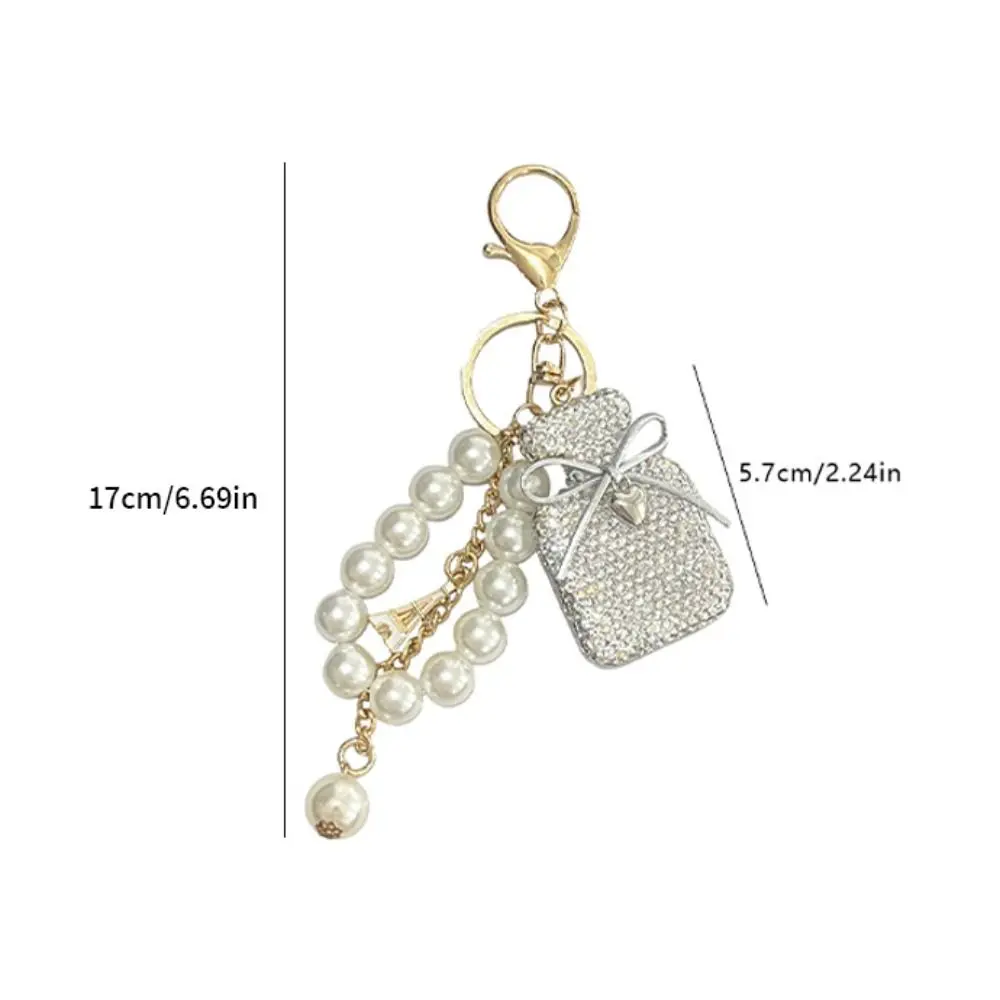 الساحرة هدية القوس عقدة شكل المفاتيح اللؤلؤ شرابة حجر الراين كيرينغ لطيف شكل حجر الراين مطعمة شكل كيرينغ ديكور #6