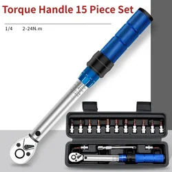 Professional Bicycle Motorcycle Repair Kit Torque Wrench Set 15Pcs 1/4