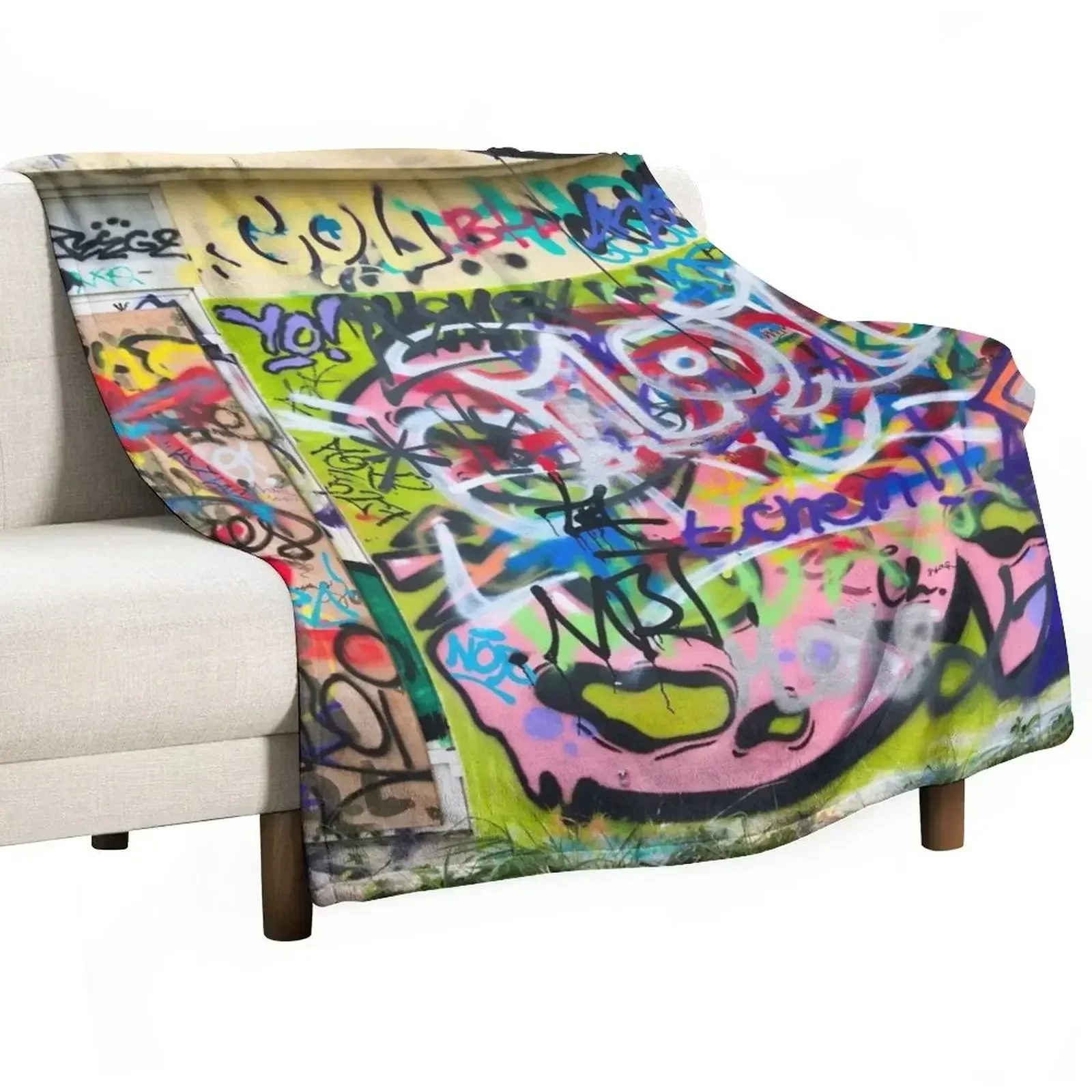 Urban Graffiti Throw Blanket Soft Breathable Blanket for Night Sleeping