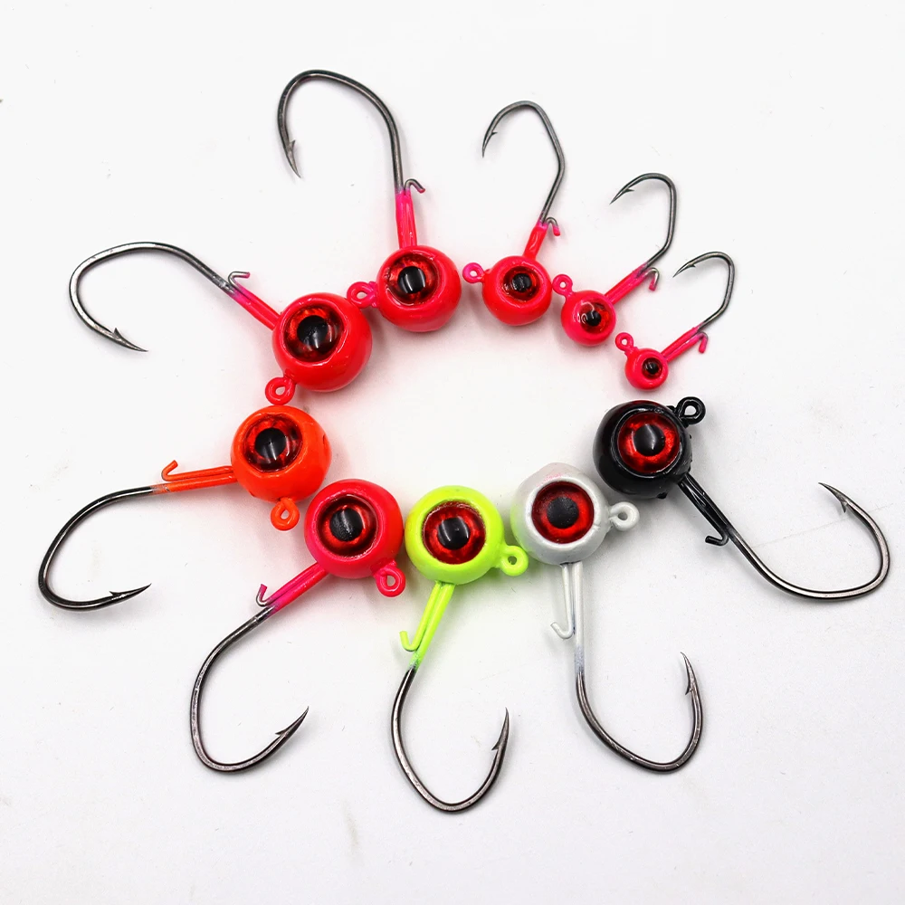ZYZHE 4 Stück/Beutel JIG-Kopfhaken 0,9/1,75/3,5/7/10G 5 Farben Hochfeste Scharfe Haken Süßwasser-Angelhaken Weichköder-Haken – Detail 16