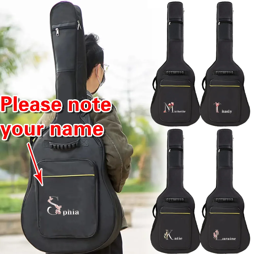 

Персонализированная сумка для гитары с индивидуальным именем, двусторонняя молния, рюкзак для хранения гитары, 36-41 дюйма, большая вместимость, пылезащитные сумки для гитар