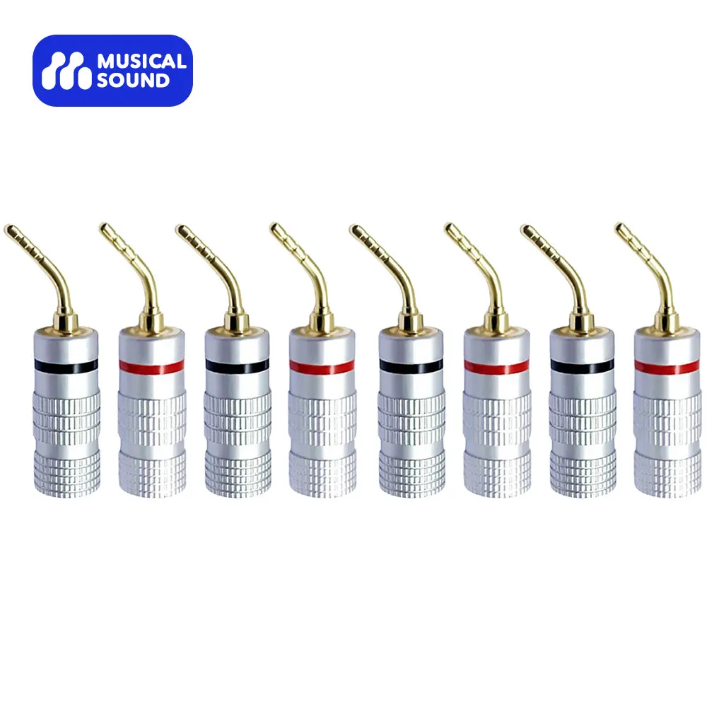 Musical Sound 8PCS Gold Plated 2MM Pin Plug Closed Screw Weld-free Hifi Banana Connectors Jack For Power Amplifier Speaker