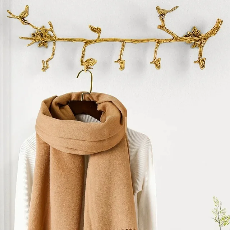 Brass Coat Rack Modern Luxury Entrance Wall Hanging Coat Hook Living Room Metal Aesthetic Art Wall Clothes Hanger Home Furniture