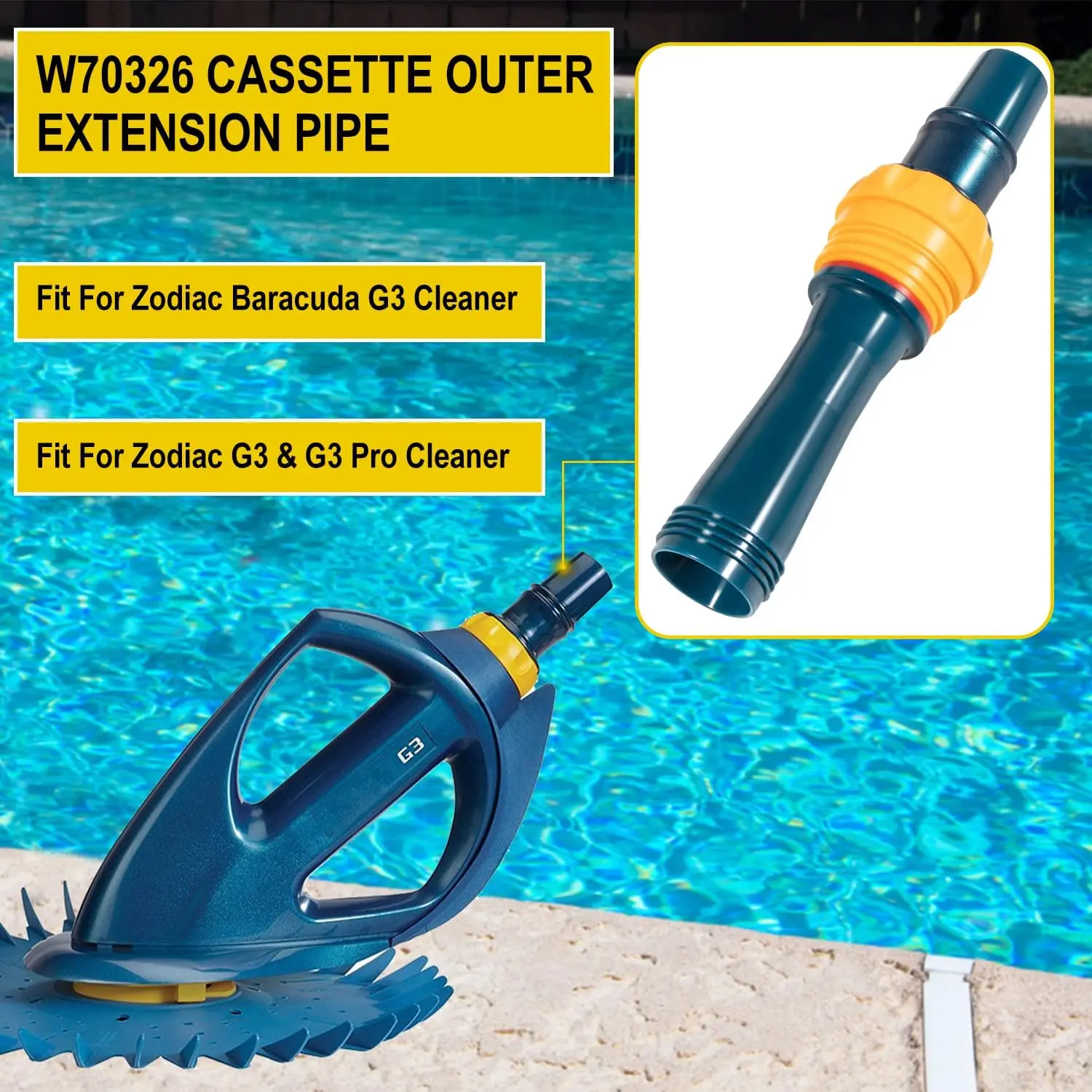 W70326 Cassette Outer Extension Pipe with Handnut Compatible with Baracuda G3/G3 Pro Suction Side Pool Cleaner Replace W69540