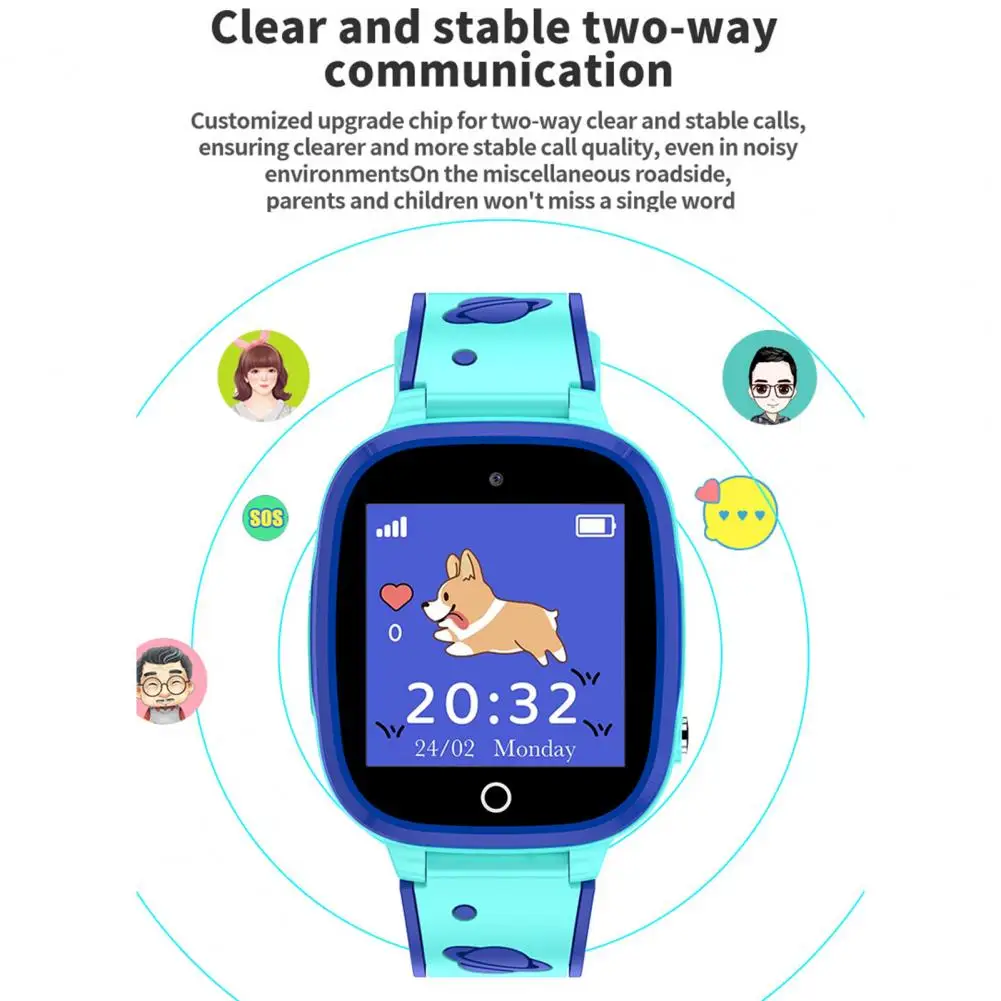 Smartwatch impermeável com câmera para crianças, monitor de sono, rede 2G, comunicação bidirecional, multifuncional para crianças