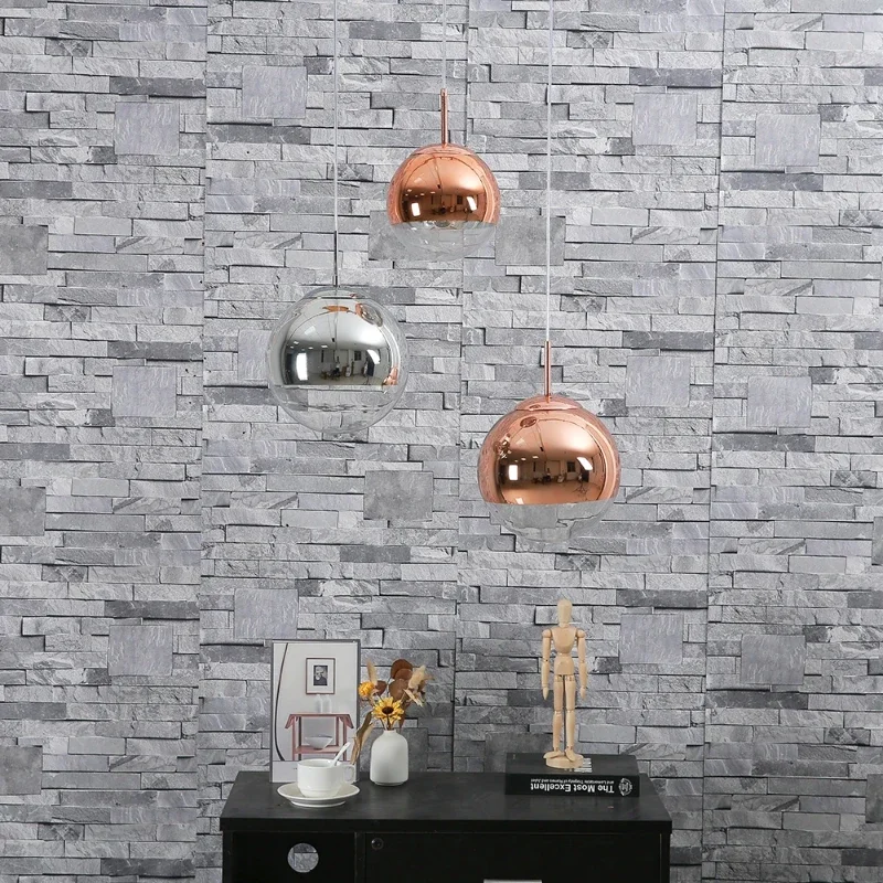 Modern Pendant Lights Silver Mirror Ball Hanglamp Globe Glass Led Lamp Kitchen Living Room Bedroom Home suspension luminaire