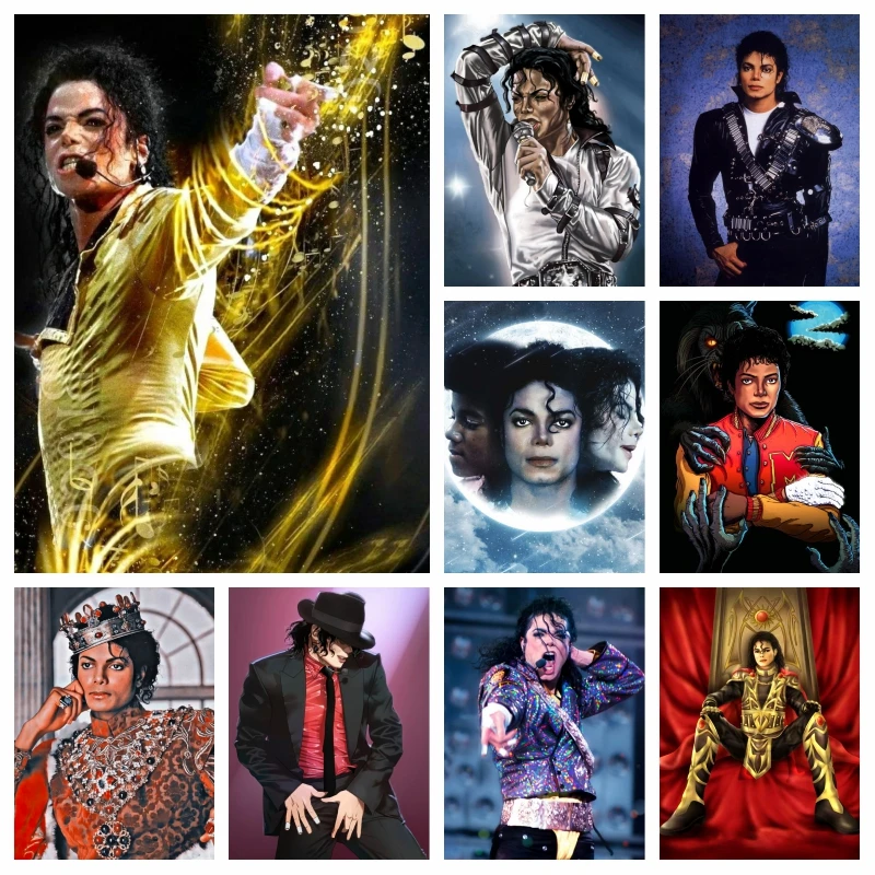 King Of Pop Michael Jackson Diamon Painting AB Full Square Drills Famous Dancer And Singer Mosaic Cross Stitch Room Decor