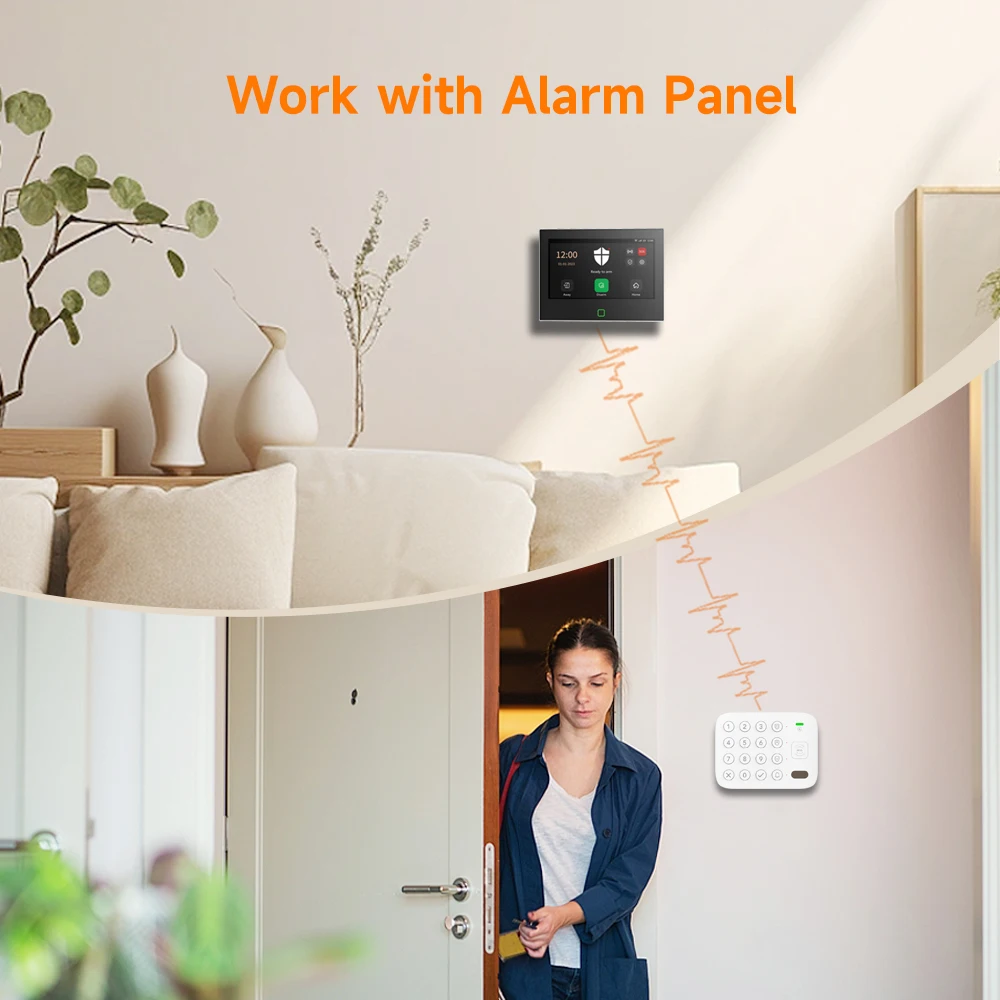 Staniot Wireless Alarm Security Keypad Built-in 1500mAh Battery Anti-dismantling Alarm RFID Tag for Home Security Alarm System