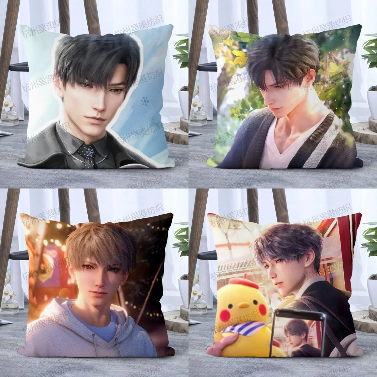 Almofadas Decorativas Capa, Jogo Chinês, Amor e Deepspace, Li Shen Xing, Hui Qi Yu, Rafayel Zayne, Po, 35x35cm