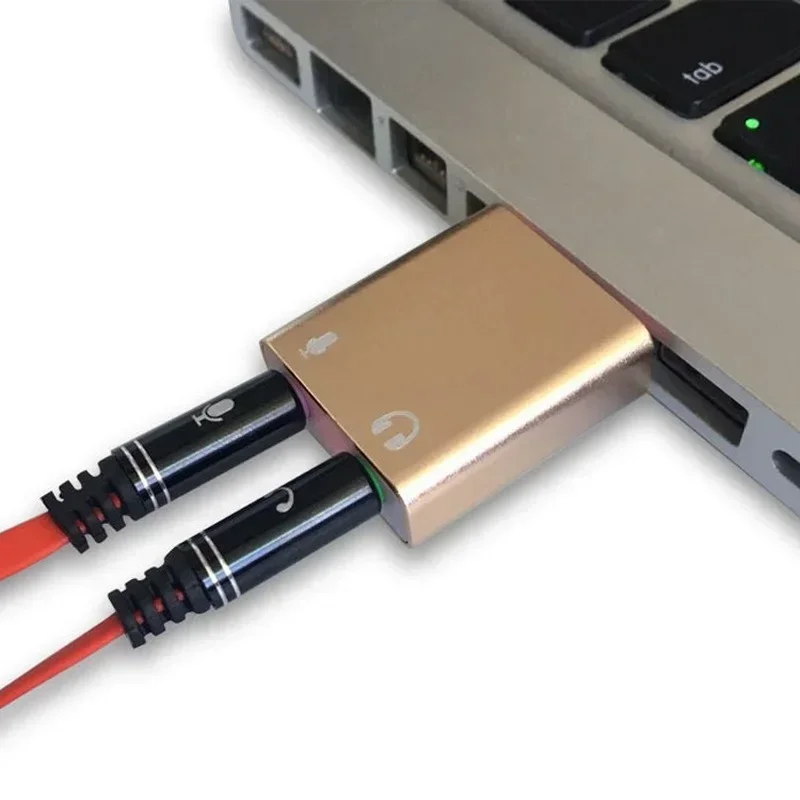 محول مقبس صوت 3.5 ملم لجهاز Mac Computer Linux مع ميكروفون ستيريو ومكبر صوت وبطاقة صوت USB خارجية