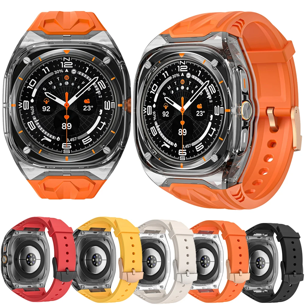 PC+TPU Case for Samsung Galaxy Watch Ultra 47mm Integrated Silicone wristband for Samsung Galaxy Watch 7 Ultra 47mm Accessories