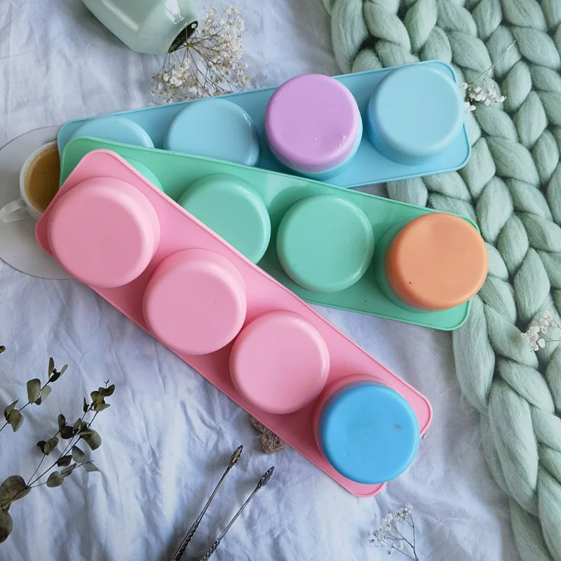 

2/4 Hole Circular Silicone Soap Mold DIY Round Candle Resin Plaster Making Mould Square Ice Chocolate Cake Baking Set Home Decor