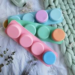2/4 Hole Circular Silicone Soap Mold DIY Round Candle Resin Plaster Making Mould Square Ice Chocolate Cake Baking Set Home Decor