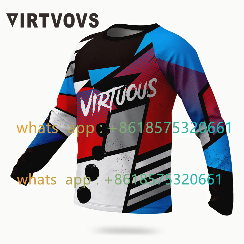 

VIRTUOUS Men's Long Sleeve Sweatshirt Motocross Mountain Bike Breathable Jersey Enduro Downhill MTB Adventure Racing T-shirt