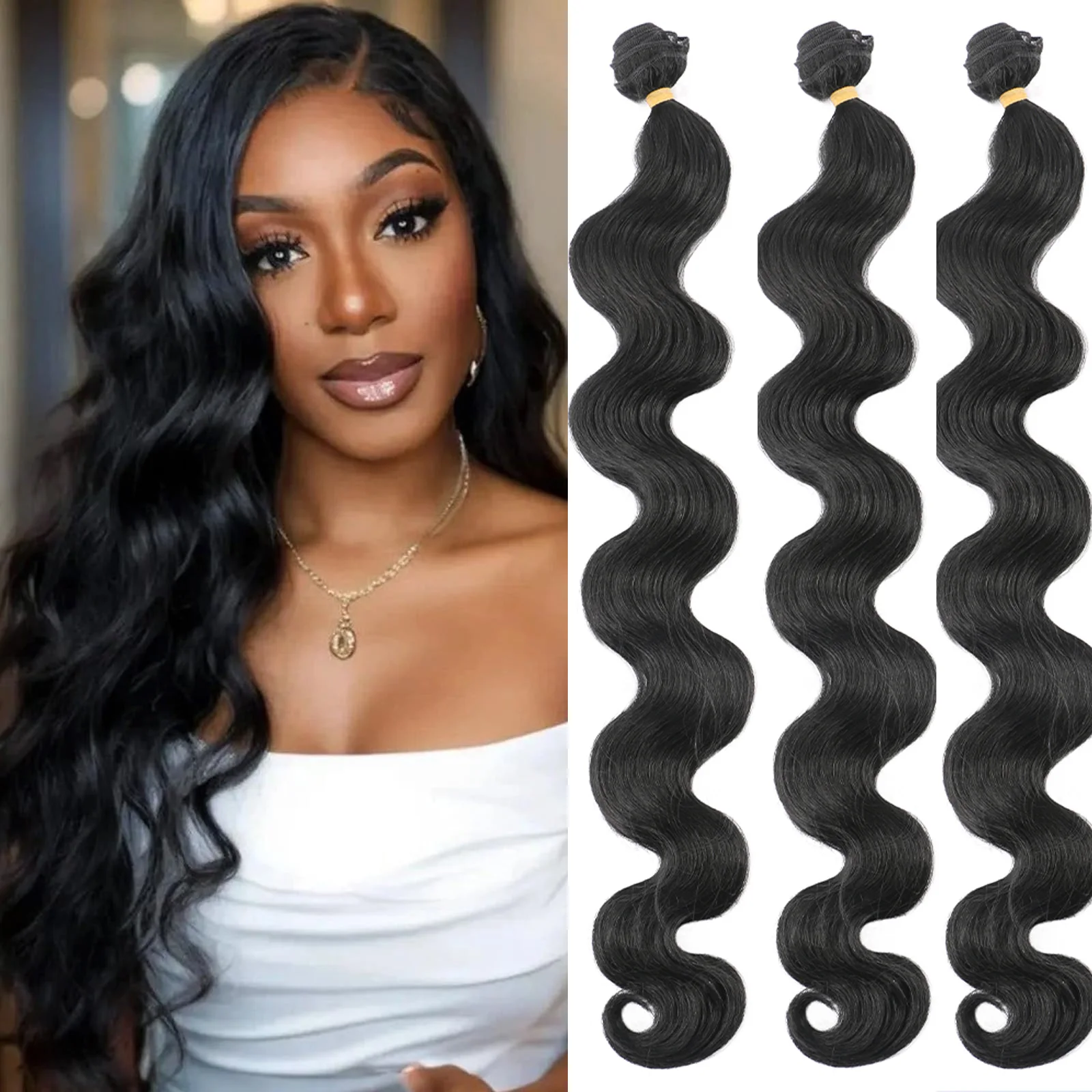 

Объемная волна, 3 пучка синтетических волос, длинные волнистые волосы, 26 дюймов, высокотемпературное волокно, 300 г, синтетическое плетение волос на всю голову