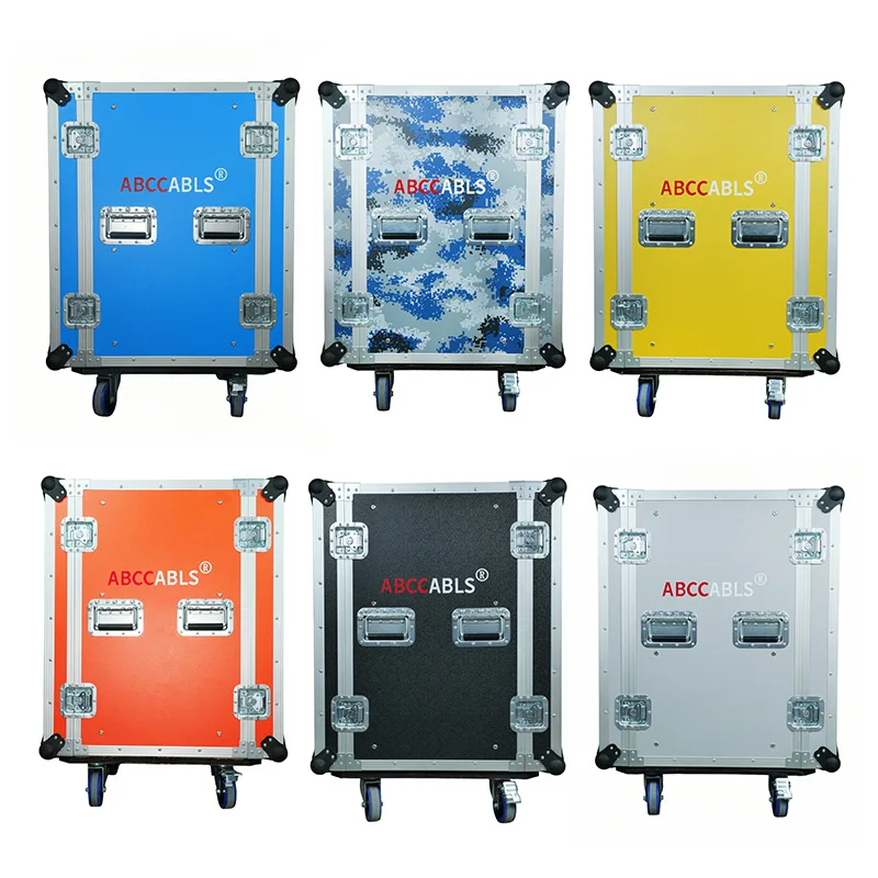 16U 19 Inch Rack Flight Case With Wheels, Aluminum Road Case for Stage Audio DJ Amplifier Equipment, Custom Color