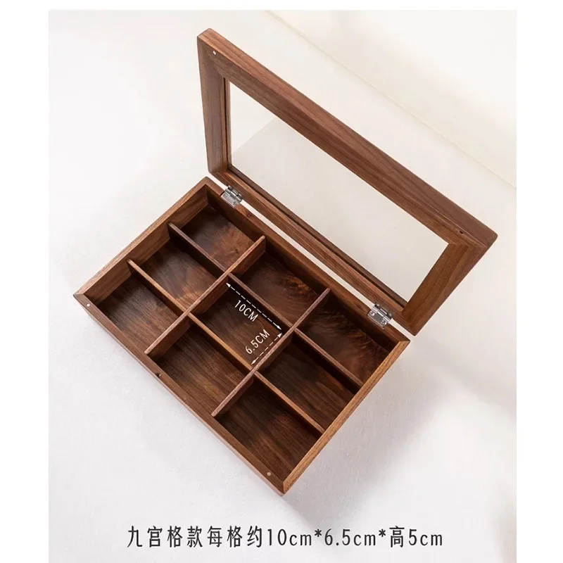 Black Walnut Wenwan Walnut Storage Box Jewelry Bracelet Dust-proof Glass Desktop Display Storage