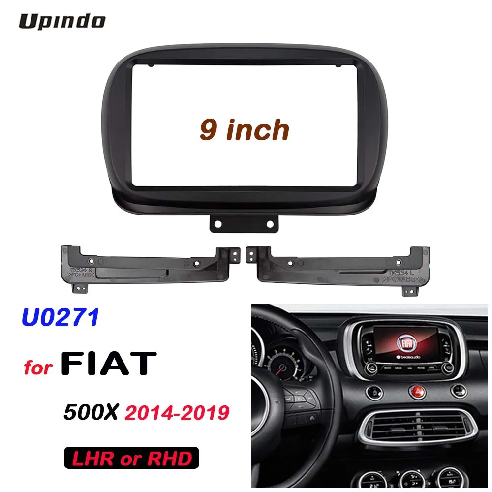 

Для Fiat 500X 2014, 9-дюймовая рамка панели Android Double Din с автомобильным радио, аудио-видео, монтажный комплект приборной панели