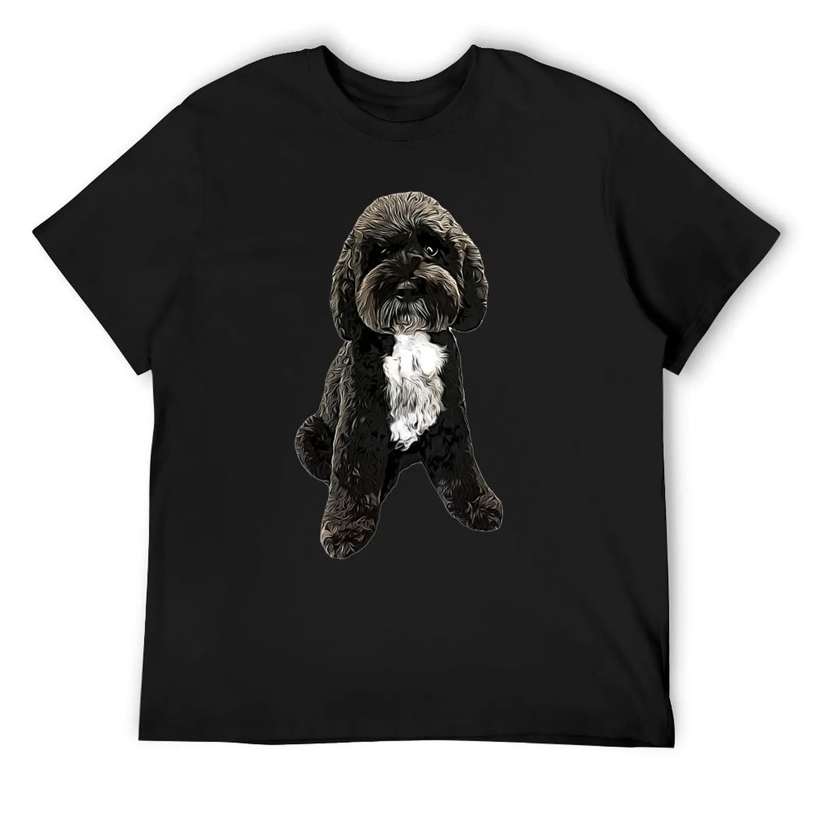 Cockapoo Cavapoo Black with White Puppy Dog T-Shirt oversized customs heavyweight t shirts for men