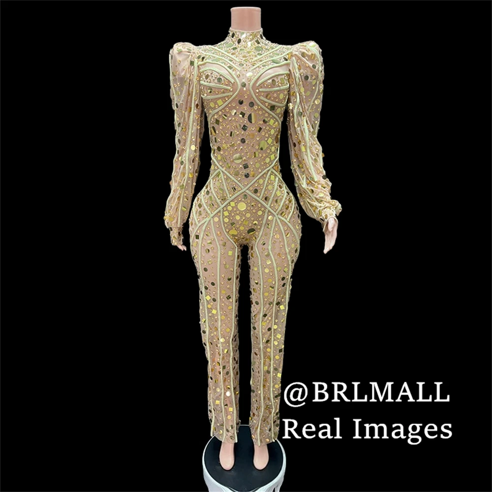 Sexy Illusions-Partykleider für Damen, Stehkragen, lange Ärmel, Pailletten-Abendkleider, Overall, echte Bilder, Damen-Abschlussballkleider