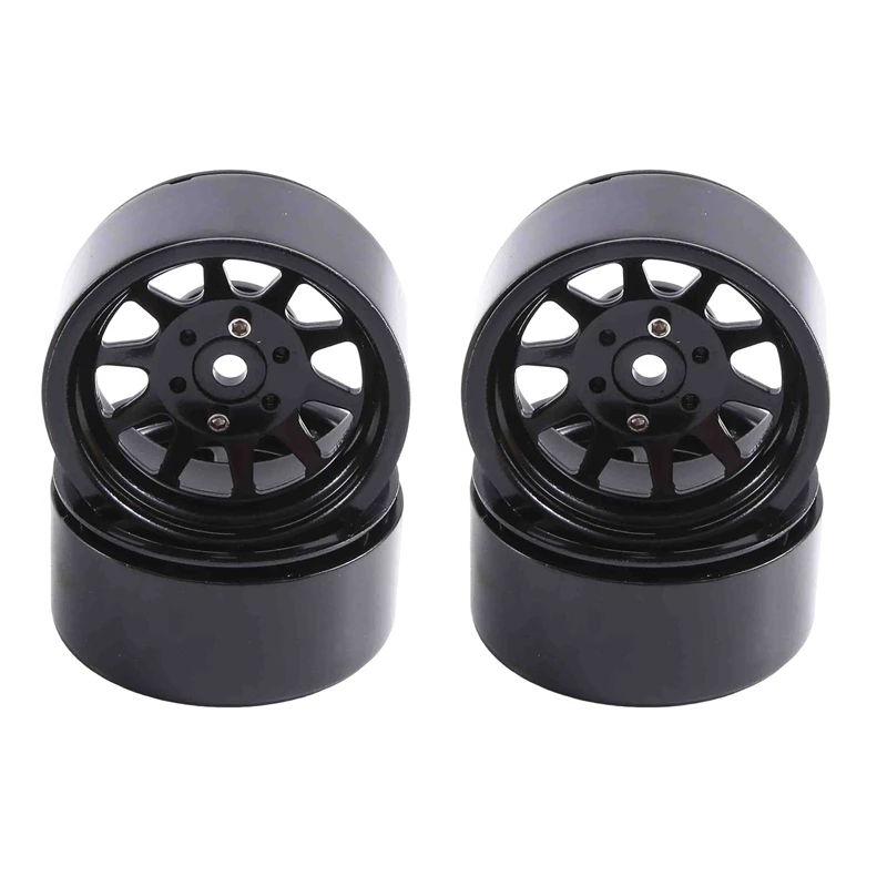 4PCS Metal Alloy 1.9 Beadlock Wheel Rims For 1:10 RC Crawler Axial SCX10 AXI03007 90046 TRX4 Redcat GEN8 Parts (Black)