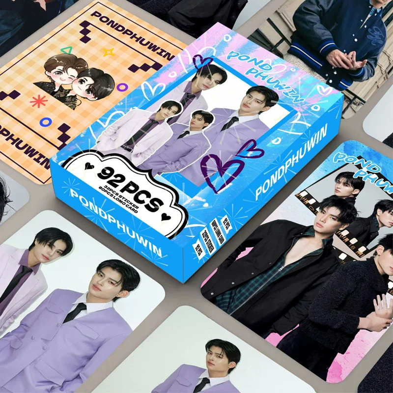 

92 шт. набор фотокарточек Drama CP PondPhuwin — двухсторонние карты ЛОМО с тайской звездой и наклейками