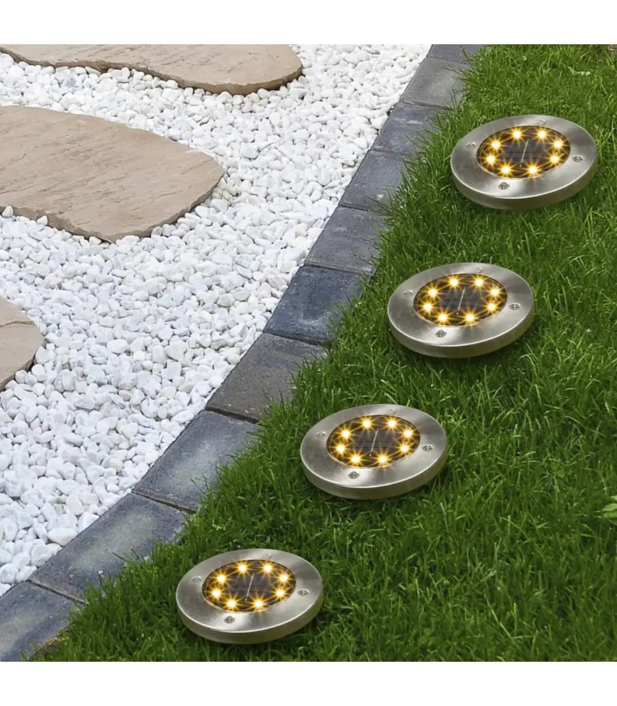 HI outdoor lighting 4 PCs solar LED spotlights Garden floor