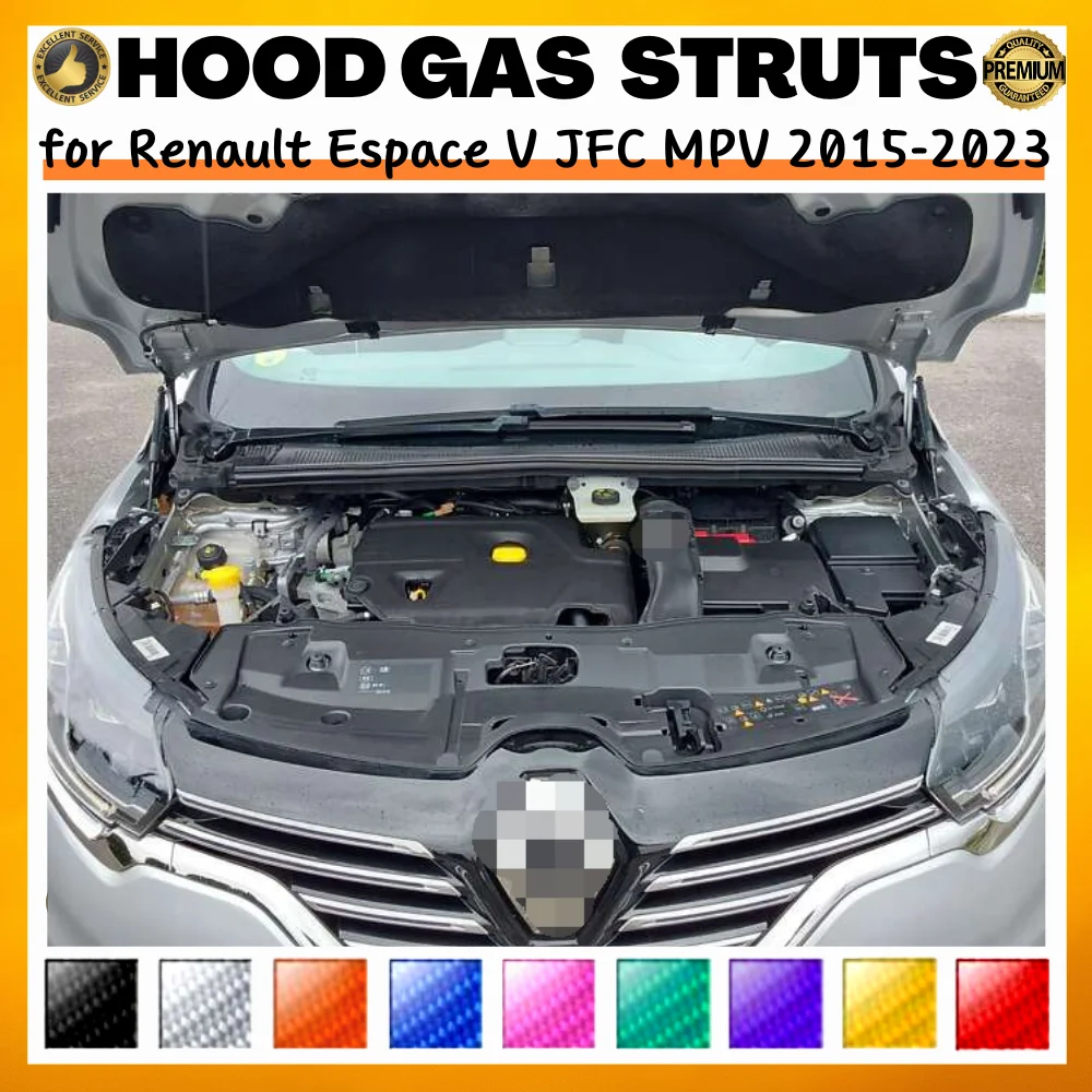 

Qty(2) Hood Struts for Renault Espace V JFC MPV 2015-2023 654702253R Front Bonnet Lift Support Gas Springs Shock Absorbers