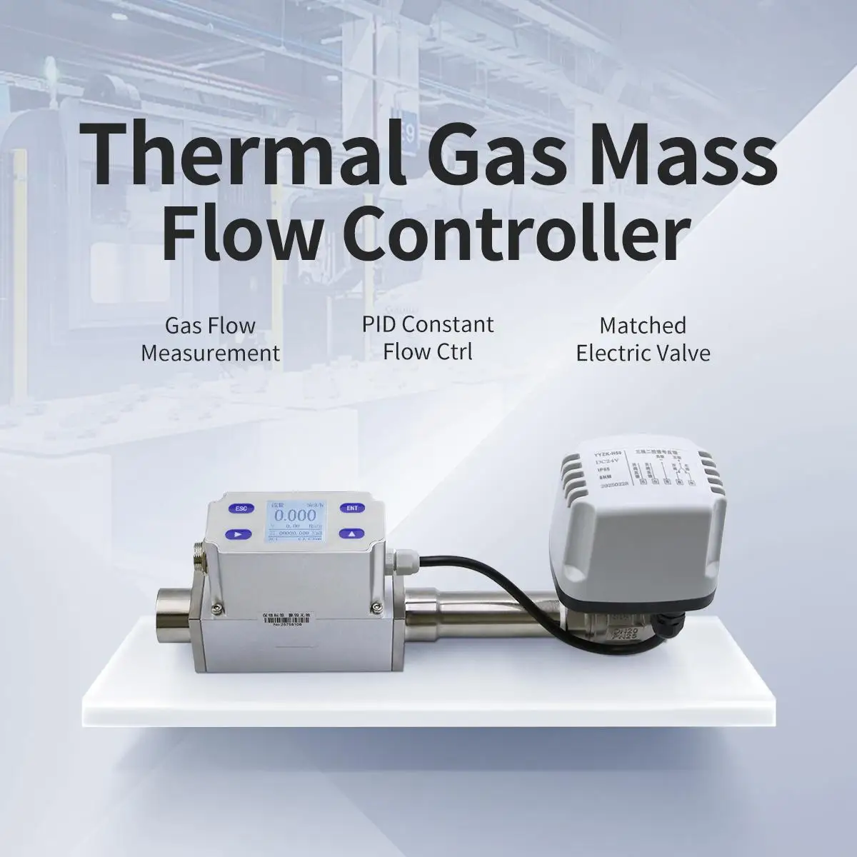 Digital High-Pressure Thermal Gas Mass Flow Meter Controller LCD Ball Valve RS485 4-20mA Output for Compressed Air Oxygen