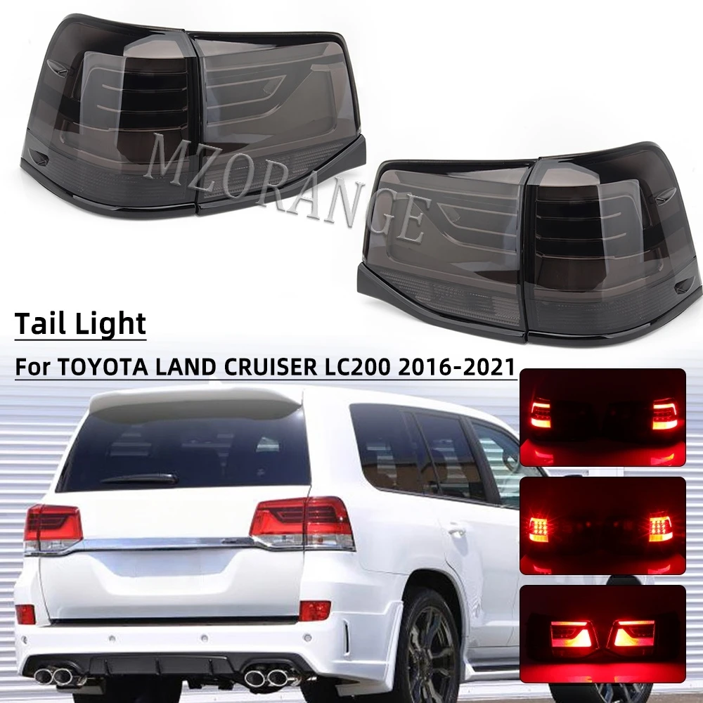

LED Tail Light Fit For Toyota Land Cruiser LC200 2016 -2021 Black Replace Driving Lights Brake Lamp Waterproof Car Accessories