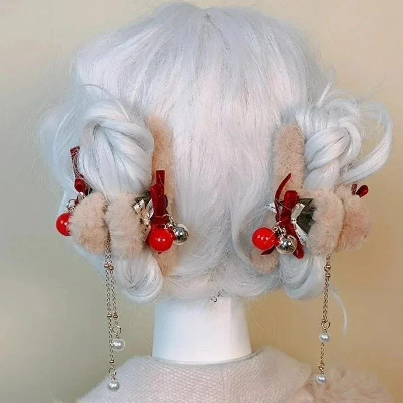 

Fashion Elegant New Year Red Plush Hair Claw Women's Back of Head Bow Clip Large High-end Shark Clip Headwear Christmas Gifts