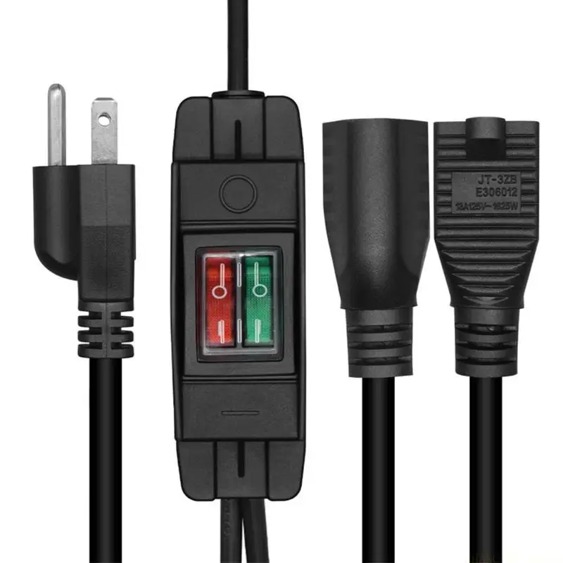 M5TD 2 Prong Extension Power Cord Splitter with Switching 5-15P to 2x 5-15R Female