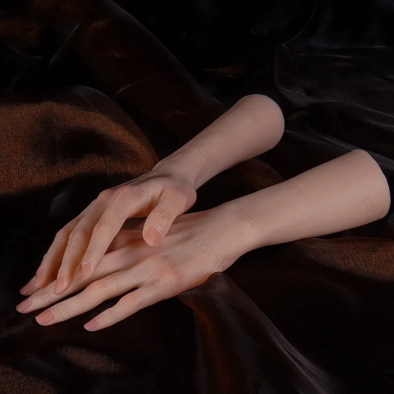 Realistic Silicone Hand Model Simulation American Female Supermodel Fake Nail Manicure Hands Painting Shooting Display