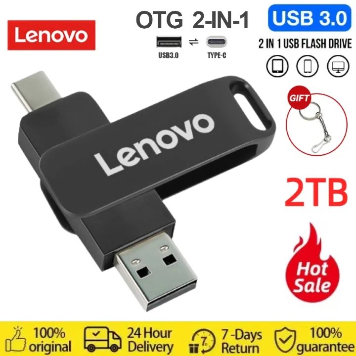 Lenovo USB 3,0 Flash-Laufwerk 2TB 1TB 512GB wasserdicht Hochgeschwindigkeits-USB-Stick tragbare SSD 512GB Metall Pen drive u Disk USB-Speicher