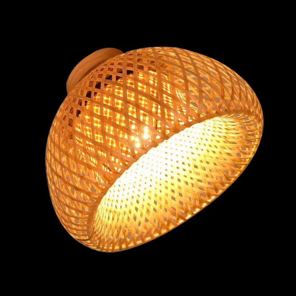 

Retro Bamboo Woven Lampshade Rustic Ceiling Lamp Cover Creative Simple Light Cover Home Decoration Woven Lampshade Decor