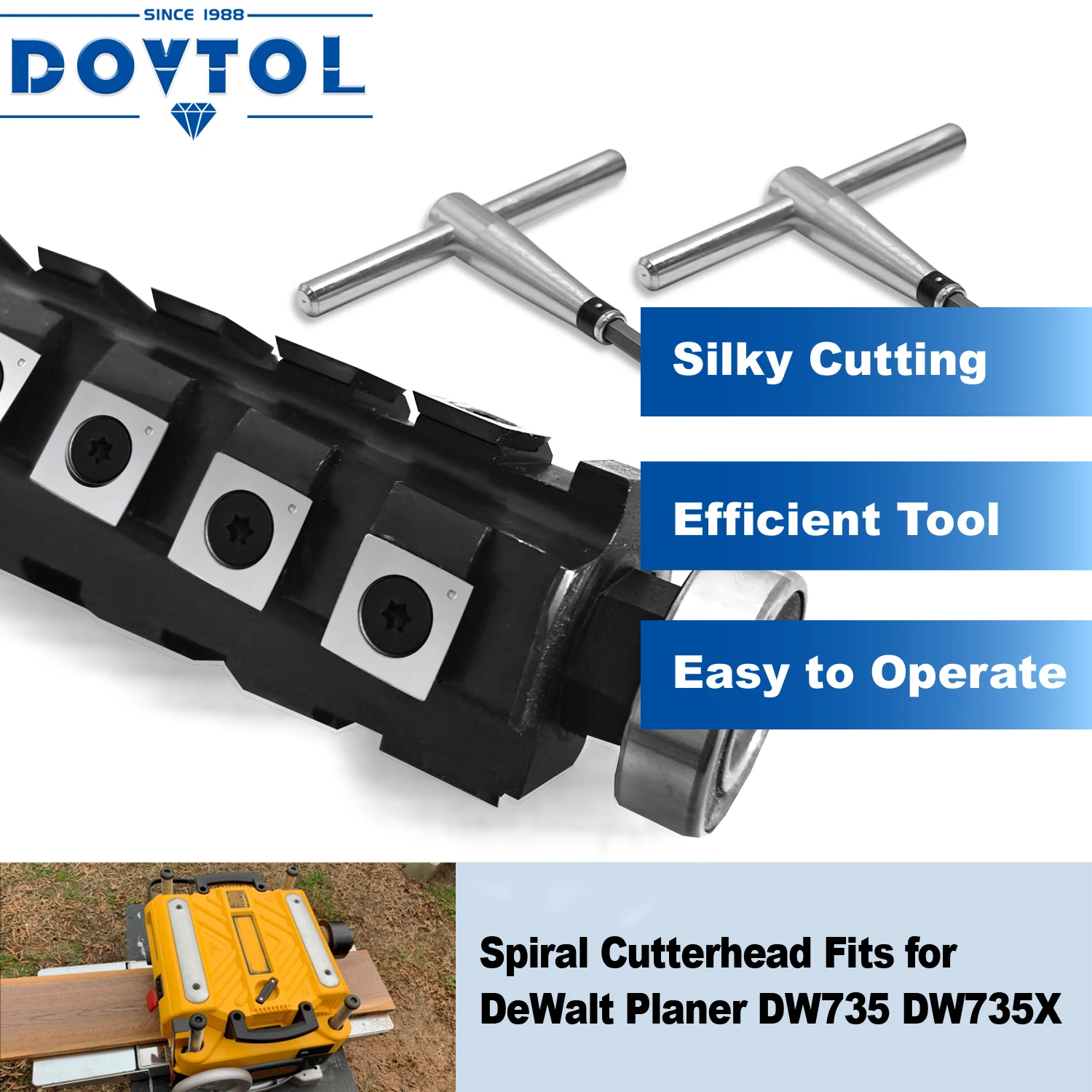 Cabeça de corte helicoidal em espiral DW735 para espessador de plaina Dewalt