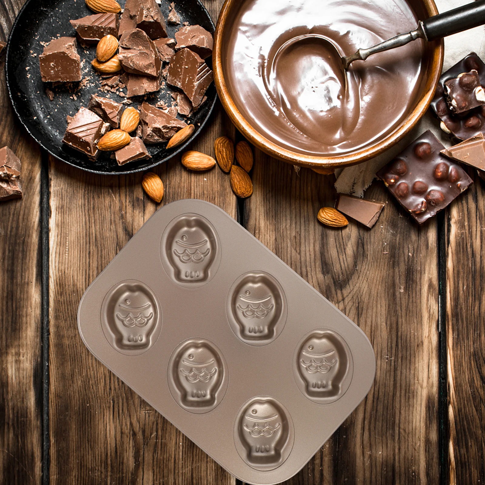 

6 Cavity Non-Stick Baking Mold Carbon Steel Cake Bakeware Kitchen Mold For Family Festival Desserts Cartoon Muffin Pan