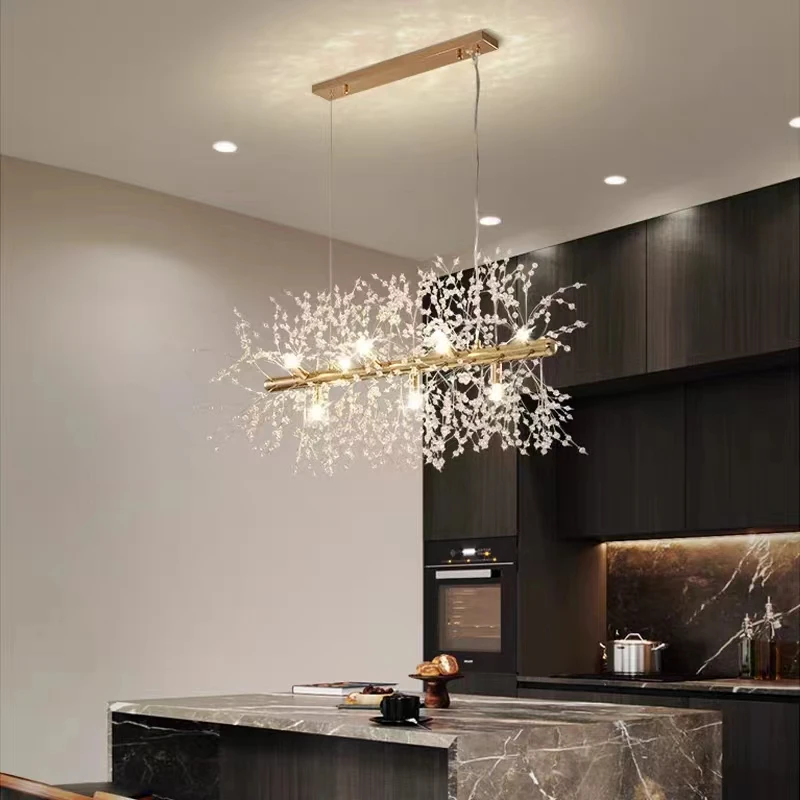 Rectangle Led Pendant Lamp Coffee Bar Stage Classic Nordic Lamp Modern Crystal Led Hanging Lamps Dandelion F9760# 85-265v