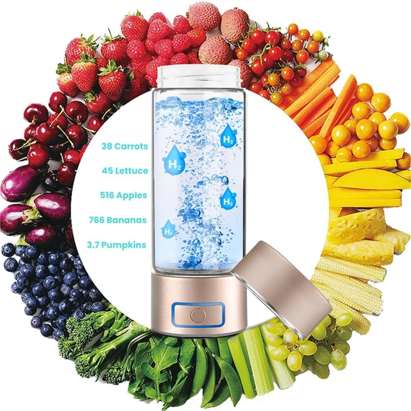 400ML Hydrogen Water Cup  H2 Inhalation Device Water Bottle 6000PPB SPE PEM 3 Mins and 18 Mins Dual Mode Maker Lonizer