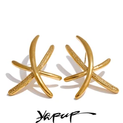 Yhpup Statement Stainless Steel Geometric Unusual Earrings Waterproof Metal Gold Silver Color Charm Fashion Jewelry Accessories